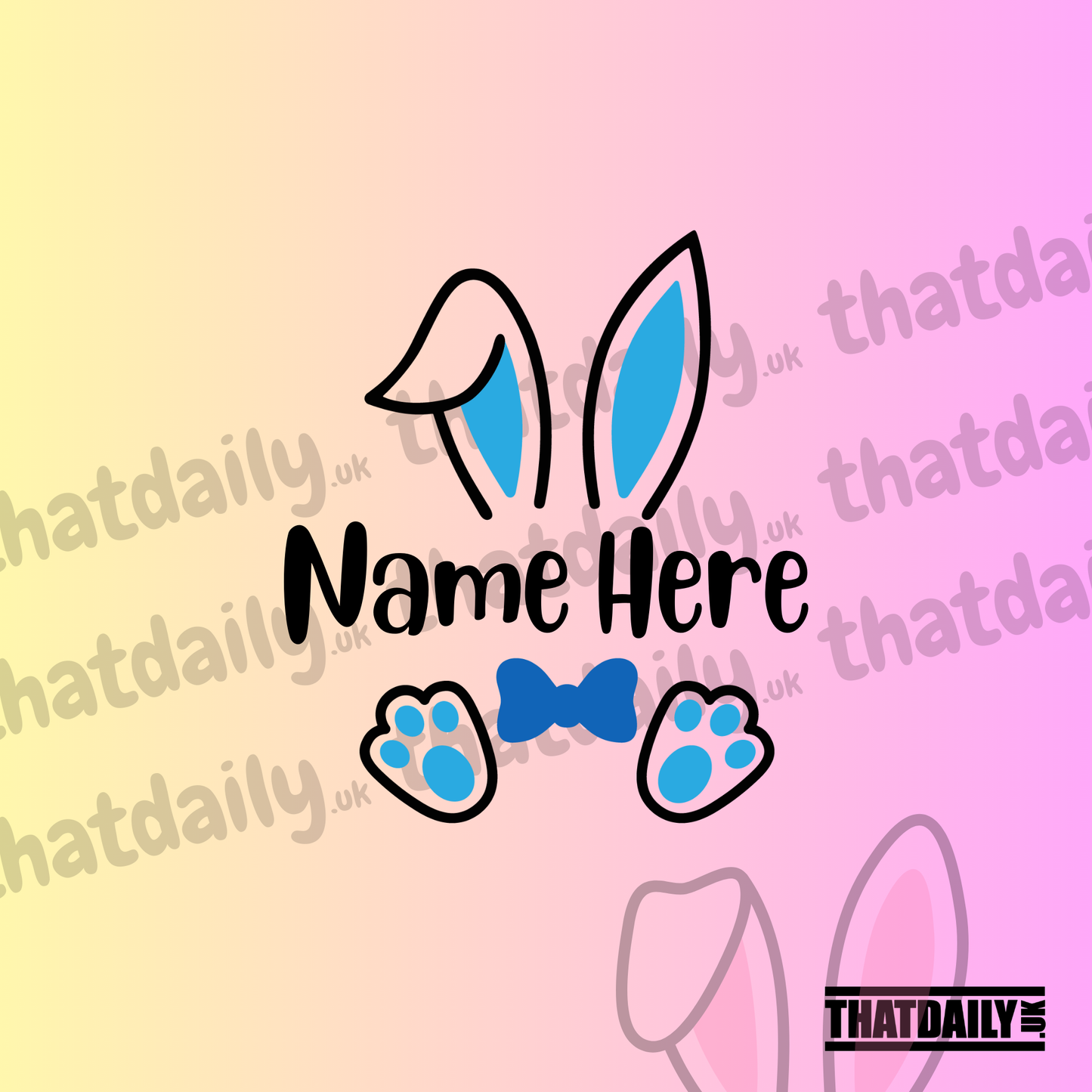 Custom Blue Bunny with Personalised Name Style 1