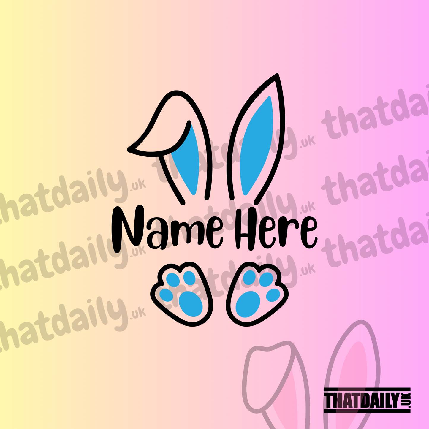 Custom Blue Bunny with Personalised Name Style 2
